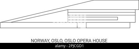 Norvège, Oslo, Opéra d'Oslo, illustration vectorielle de voyage Illustration de Vecteur