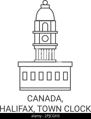 Canada, Halifax, ville horloge voyage illustration vectorielle Illustration de Vecteur