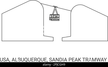 USA, Albuquerque, tramway de Sandia Peak, illustration vectorielle de voyage Illustration de Vecteur