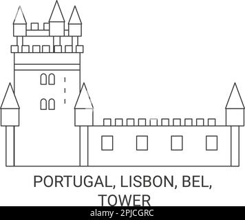 Portugal, Lisbonne, Bel, Tour M, illustration vectorielle de voyage Illustration de Vecteur