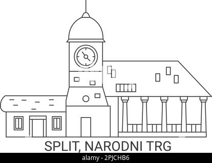 Croatie, Split, Narodni Trg, illustration du vecteur de voyage Illustration de Vecteur