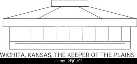 États-Unis, Wichita, Kansas, The Keeper of the Plains, illustration vectorielle de voyage Illustration de Vecteur