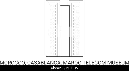 Maroc, Casablanca, Maroc Telecom Museum, illustration vectorielle de voyage Illustration de Vecteur