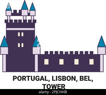 Portugal, Lisbonne, Bel, Tour M, illustration vectorielle de voyage Illustration de Vecteur