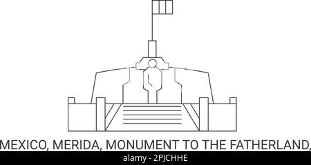 Mexique, Merida, Monument à la Fatherland, illustration vectorielle de voyage Illustration de Vecteur