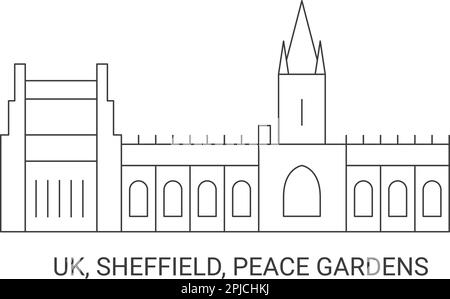 Angleterre, Sheffield, Peace Gardens, illustration vectorielle de voyage Illustration de Vecteur