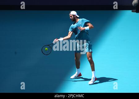 Miami Gardens, Floride, États-Unis. 31st mars 2023. Mars 31 - Miami Gardens: Karen Khachanov joue Daniel Medvedev pendant les demi-finales de l'Open de Miami 2023 par Itau. (Credit image: © Andrew Patron/ZUMA Press Wire) USAGE ÉDITORIAL SEULEMENT! Non destiné À un usage commercial ! Banque D'Images