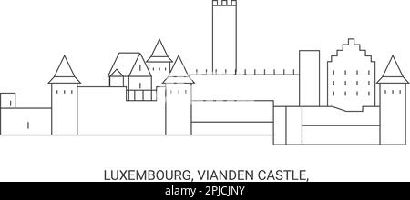 Luxembourg, Château de Vianden, illustration vectorielle de voyage Illustration de Vecteur