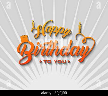 Joyeux anniversaire phrase texte dessiné à la main. Mot lettrage calligraphie, vintage art graphique pour les affiches et les cartes de voeux design. Devis en calligraphique gr Illustration de Vecteur