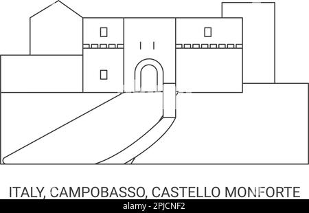 Italie, Campobasso, Castello Monforte , illustration du vecteur de voyage Illustration de Vecteur