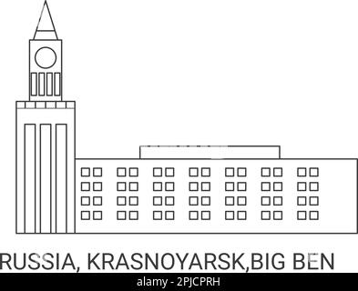 Russie, Krasnoyarsk,Big Ben , illustration du vecteur de voyage Illustration de Vecteur