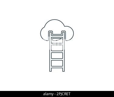 Éléments de modèle de conception d'icônes Ladder et Cloud Line Art Illustration de Vecteur