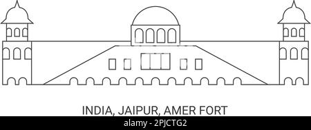 Inde, Jaipur, fort Amer, illustration vectorielle de voyage Illustration de Vecteur