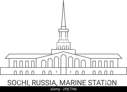 Russie, Sotchi, Marine Station, illustration vectorielle de voyage Illustration de Vecteur