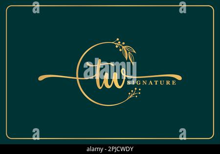 or de luxe signature initiale TW logo design isolé feuille et fleur Illustration de Vecteur