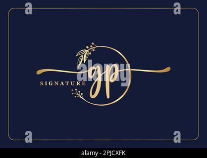signature or de luxe initiale GP logo design isolé feuille et fleur Illustration de Vecteur