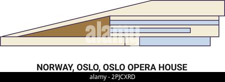 Norvège, Oslo, Opéra d'Oslo, illustration vectorielle de voyage Illustration de Vecteur