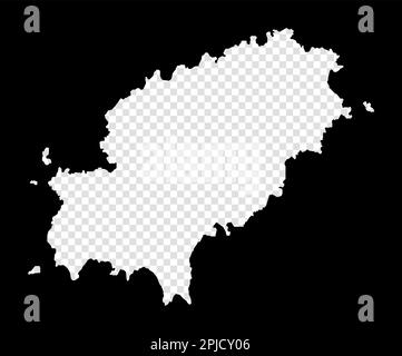 Carte au pochoir d'Ibiza. Carte transparente simple et minimale d'Ibiza. Rectangle noir avec forme coupée de l'île. Illustration vectorielle moderne. Illustration de Vecteur