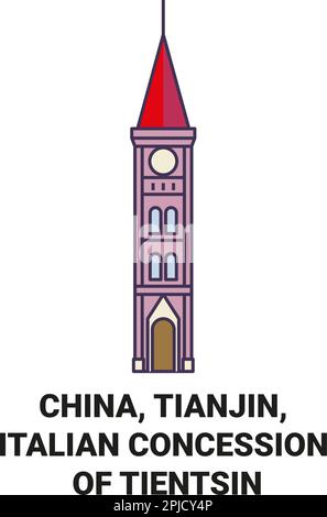 Chine, Tianjin, concession italienne de Tientsin voyage illustration vectorielle Illustration de Vecteur