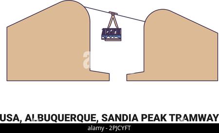 USA, Albuquerque, tramway de Sandia Peak, illustration vectorielle de voyage Illustration de Vecteur