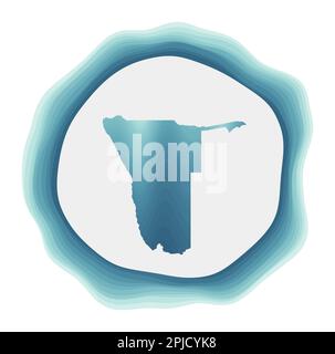 Logo Namibie. Badge du pays. Panneau circulaire en couches autour de la forme de la frontière namibienne. Illustration vectorielle impressionnante. Illustration de Vecteur