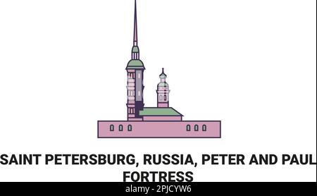 Russie, Saint-Pétersbourg, forteresse Pierre et Paul, illustration vectorielle de voyage Illustration de Vecteur