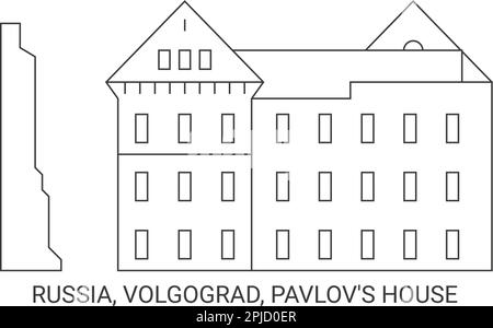 Russie, Volgograd, Pavlov's House, illustration vectorielle de voyage Illustration de Vecteur