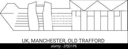 Angleterre, Manchester, Old Trafford, illustration vectorielle de voyage Illustration de Vecteur