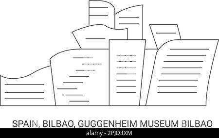 Espagne, Bilbao, Musée Guggenheim Bilbao, illustration vectorielle de voyage Illustration de Vecteur