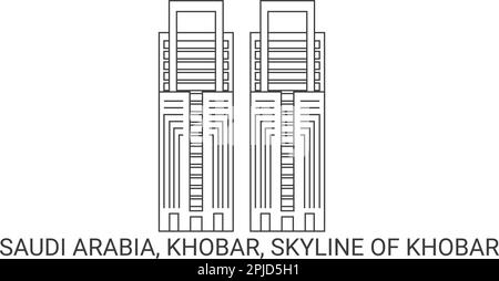 Arabie Saoudite, Khobar, Skyline de Khobar, illustration vectorielle de voyage Illustration de Vecteur