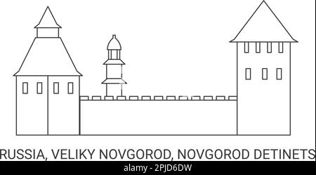 Russie, Veliky Novgorod, Novgorod Detinets, illustration vectorielle de voyage Illustration de Vecteur