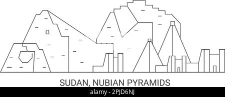 Soudan, Pyramides nubiennes, illustration vectorielle de voyage Illustration de Vecteur