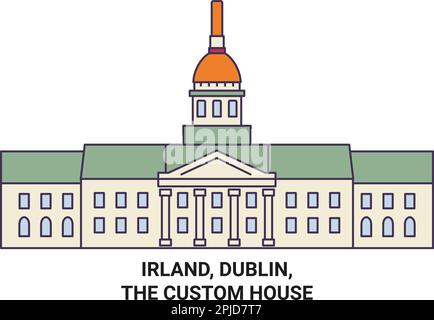 Irland, Dublin, l'illustration vectorielle du voyage Custom House Illustration de Vecteur