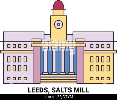 Royaume-Uni, Leeds, Salts Mill, illustration vectorielle de voyage Illustration de Vecteur