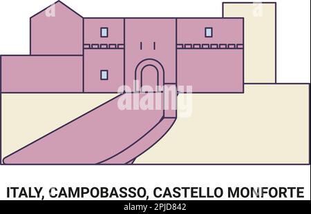 Italie, Campobasso, Castello Monforte , illustration du vecteur de voyage Illustration de Vecteur