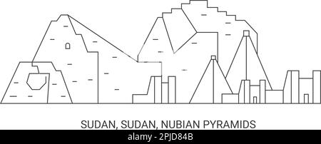 Soudan, Soudan, Pyramides nubiennes, illustration vectorielle de voyage Illustration de Vecteur