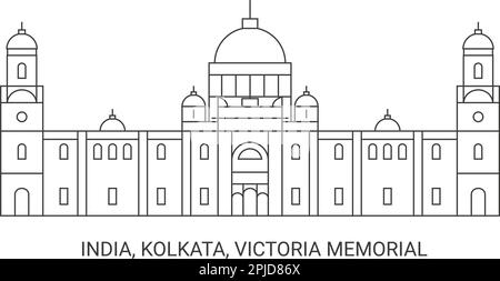 Inde, Kolkata, Victoria Memorial, illustration vectorielle de voyage Illustration de Vecteur