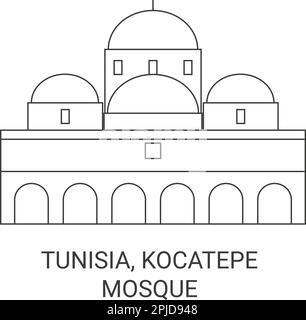 Tunisie, Mosquée Kocatepe, illustration vectorielle de voyage Illustration de Vecteur