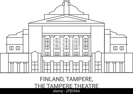 Finlande, Tampere, le théâtre de Tampere, illustration vectorielle de voyage Illustration de Vecteur