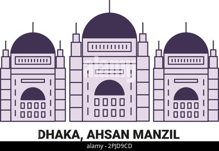 Bangladesh, Dhaka, Ahsan Manzil, illustration vectorielle de voyage Illustration de Vecteur