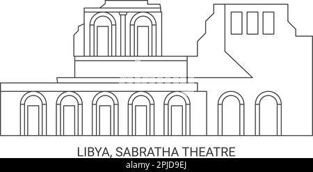 Libye, théâtre Sabratha, illustration vectorielle de voyage Illustration de Vecteur