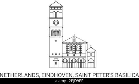 Pays-Bas, Eindhoven, Basilique Saint-Pierre, illustration vectorielle de voyage Illustration de Vecteur