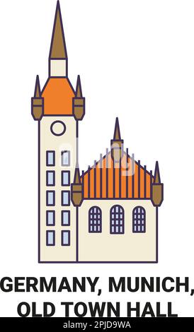 Allemagne, Munich, Old Town Hall voyage illustration vectorielle Illustration de Vecteur