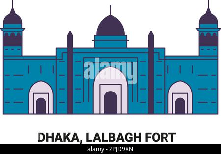 Bangladesh, Dhaka, fort de Lalbagh, illustration vectorielle de voyage Illustration de Vecteur