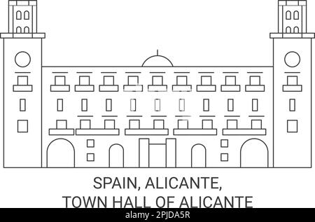 Espagne, Alicante, Hôtel de ville d'Alicante Voyage repère illustration vecteur Illustration de Vecteur