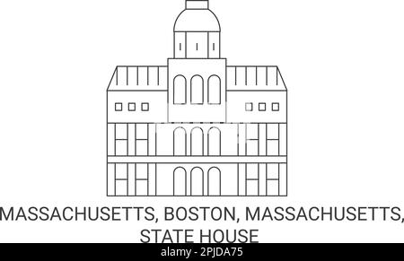 États-Unis, Massachusetts, Boston, Massachusetts, State House Voyage illustration vecteur de repère Illustration de Vecteur