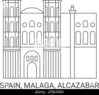 Espagne, Andalousie, Malaga, Alcazaba voyage illustration vectorielle Illustration de Vecteur