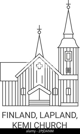 Finlande, Laponie, Eglise Kemi voyage illustration vectorielle Illustration de Vecteur