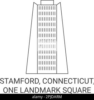 États-Unis, Stamford, Connecticut, illustration du vecteur de voyage d'un repère de Landmark Square Illustration de Vecteur