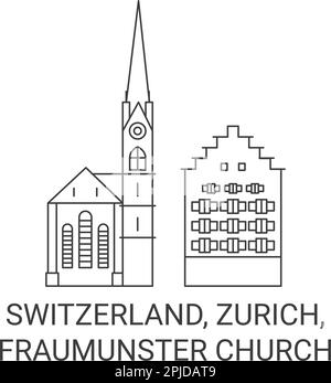 Suisse, Zurich, l'église Fraumunster Voyage repère illustration vectorielle Illustration de Vecteur